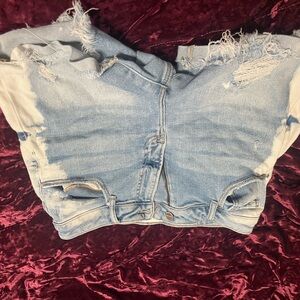 Distressed Light Blue Jean Shorts